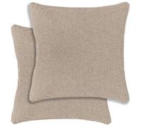 Enhanced Living Pair of Austin/Dallas Natural Cushion Covers 43x43cm - Textured Linen Look with Piped Edge - Double-Sided, Zip Opening - Covers Only, No Inserts