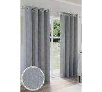 Enhanced Living 'Austin' Grey 100% Blackout, Thermal, Linen Look Pair of Eyelet Curtains | Size: 117 cm width x 229 cm drop Enhanced Living Grey 117 cm width x 229 cm drop