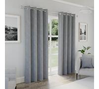 Enhanced Living Austin Grey Blackout Curtains for Living Room - 90x72 inch (229x183 cm) - Textured Linen Look Eyelet Curtains for Bedroom - 2 x Curtain Panels