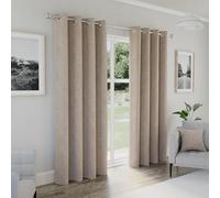 Enhanced Living Austin 100% Blackout Linen Look Eyelet Curtains 168x137cm Beige