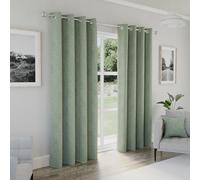 Enhanced Living Austin Sage Green Blackout Curtains for Living Room - 46x54 inch (117x137 cm) - Textured Linen Look Eyelet Curtains for Bedroom - 2 x Curtain Panels