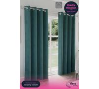 Enhanced Living 'Austin' Teal 100% Blackout, Thermal, Linen Look Pair of Eyelet Curtains | Size: 168 cm width x 137 cm drop Enhanced Living Teal 168 cm width x 137 cm drop
