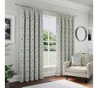 Enhanced Living Cotswold Blue Floral Blackout Tape Top Curtains 168x229cm Blue