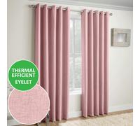 Enhanced Living Blush Plain Textured Thermal Room Darkening Energy Saving Pair of Curtains For Bedroom & Living Room - 90" (229cm) Width x 72" (183cm) Drop