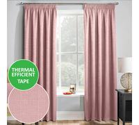Enhanced Living Blush Plain Thermal Room Darkening Energy Saving Tape Top Curtains For Living Rooms & Bedrooms - 66" (168cm) Width x 90" (229cm) Drop