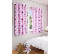 Enhanced Living 46x72" Pink Metallic Eyelet Charm Children's Curtains, Pair of Room Darkening, Thermal, Noise Reducing Children's Curtains for Bedroom, Games Room & Nursery (117x183cm), Pink