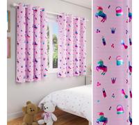Enhanced Living Charm Pink Kids Curtain with Unicorns - Room Darkening, Energy Saving Eyelet Header - Ideal for Childrens Rooms - Pink - 46" (117cm) Width x 54" (137cm) Drop