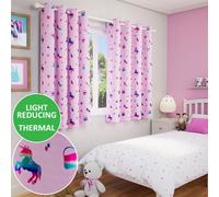 Enhanced Living Charm Room Darkening Thermal Pink Metallic Print Kid's Eyelet Curtains (Pair) 66 X 72 Inch (168X183Cm)