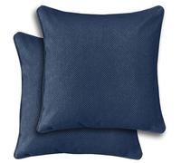 Enhanced Living Pair Of Chester Navy Herringbone Cushion Covers - 43X43Cm - Cases Only