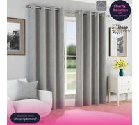Enhanced Living Grey Herringbone Jacquard Blackout Eyelet Curtains - Bedroom & Living Room - 66" (168cm) Width x 54" (137cm) Drop