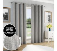 Enhanced Living Chester Grey 90 X 72 Inch (229X183Cm) Eyelet Thermal Noise Reducing Blackout Curtains (Pair)
