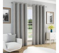 Enhanced Living 'Chester' Grey Herringbone Jacquard Eyelet Blackout Curtains Pair | Size: 229 cm width x 229 cm drop Enhanced Living Grey 229 cm width x 229 cm drop