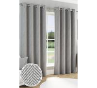 Enhanced Living 'Chester' Grey Herringbone Jacquard Eyelet Blackout Curtains Pair | Size: 229 cm width x 183 cm drop Enhanced Living Grey 229 cm width x 183 cm drop