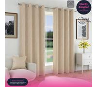 Enhanced Living Chester Premium Herringbone 2 Tone Natural Blackout Curtains - 90x72 inch (229x183cm) - Jacquard Heavyweight Eyelet Curtains for Living Room - 2 x Curtain Panels