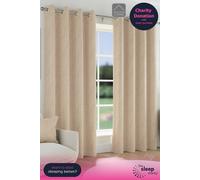Enhanced Living 'Chester' Natural Herringbone Jacquard Eyelet Blackout Curtains Pair | Size: 229 cm width x 229 cm drop Enhanced Living Natural 229 cm width x 229 cm drop