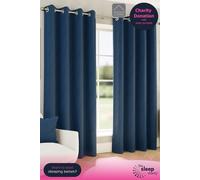 Enhanced Living 'Chester' Navy Herringbone Jacquard Eyelet Blackout Curtains Pair | Size: 168 cm width x 229 cm drop Enhanced Living Navy 168 cm width x 229 cm drop