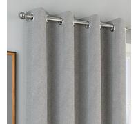 Enhanced Living Chester Premium Herringbone 2 Tone Grey Blackout Curtains - 66x54 inch (168x137cm) - Jacquard Heavyweight Eyelet Curtains for Living Room - 2 x Curtain Panels