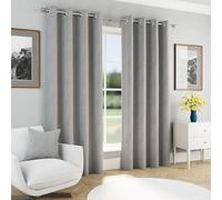 Herringbone Jacquard Blackout Eyelet Curtains - Bedroom & Living Room Enhanced Living Grey 168cm width x 183cm drop