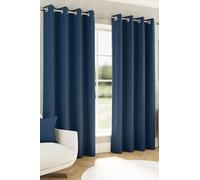 Enhanced Living Chester Premium Herringbone 2 Tone Navy Blackout Curtains - 46x54 inch (117x137cm) - Jacquard Heavyweight Eyelet Curtains for Living Room - 2 x Curtain Panels