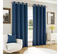 Enhanced Living Chester Premium Herringbone 2 Tone Navy Blackout Curtains - 46x72 inch (117x183cm) - Jacquard Heavyweight Eyelet Curtains for Living Room - 2 x Curtain Panels