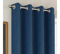Herringbone Jacquard Blackout Eyelet Curtains - Bedroom & Living Room Enhanced Living Navy 168cm width x 229cm drop