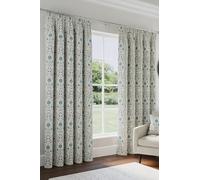 Enhanced Living Cotswold Pencil Pleat 100% Blackout Curtains for Bedroom - 65 x 72 inch (165x183cm) - Thermal Curtains for Living Room Floral Blue Bedroom Decor Window Treatments