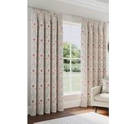 Enhanced Living Red Floral, 100% Blackout, Thermal Pair Of Curtains With Tape Top Header - 90 X 90 Inch (229 X 229cm), Red
