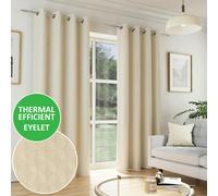 Enhanced Living Tokyo Cream Room Darkening Velvet Eyelet Curtains 168x183cm Cream