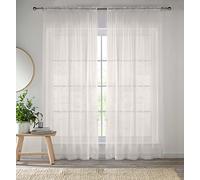 Tyrone Textiles 2 Plain Sheer Voile Panels with Rod Pocket (Pair) - Cream cream 54x72in