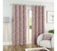 Enhanced Living Cuba Floral Trail Print Suede Pink Thermal Blackout Eyelet Curtains (Pair) - 46 X 72 Inch (117 X 183Cm)