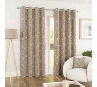 Enhanced Living Cuba Sand Floral 100% Blackout Eyelet Curtains 168x229cm Beige