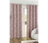 Enhanced Living Cuba Floral Trail Print Suede Pink Thermal Blackout Eyelet Curtains (Pair) - 46 X 72 Inch (117 X 183Cm)