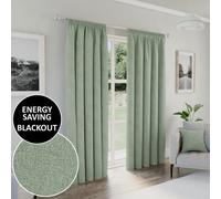 Enhanced Living Dallas Green Thermal Blackout Pencil Pleat Curtains 229 x 274cm - Size: W 229 x D 274cm - Wilko