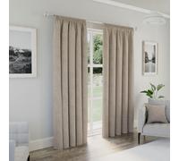 Enhanced Living Natural Textured Basketweave 100% Blackout Pencil Pleat Thermal Energy Saving Curtains - Ideal for Living Rooms & Bedrooms - Natural - 66" (168cm) Width x 90" (229cm) Drop