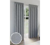 Enhanced Living Dallas Grey 100% Blackout, Thermal, Linen Look Pair of Pencil Pleat Curtains | Size: 117 cm width x 137 cm drop Enhanced Living Grey 117 cm width x 137 cm drop