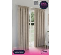 Enhanced Living Natural Textured Basketweave 100% Blackout Pencil Pleat Thermal Energy Saving Curtains - Ideal for Living Rooms & Bedrooms - Natural - 90" (229cm) Width x 90" (229cm) Drop