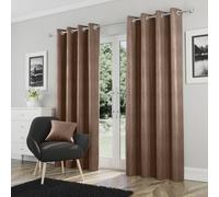 Enhanced Living Goodwood Bronze Thermal, Energy Saving, Dimout Eyelet Curtains With Wave Pattern (Pair) - 46 X 72 Inch (117X183Cm)