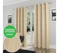 Enhanced Living Goodwood Cream Thermal Blockout Eyelet Curtains - 46 x 54 inch (117 x 137cm) - Energy Saving & Noise Reducing Curtains for Living Room & Bedroom