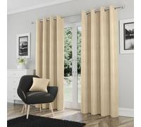 Enhanced Living Goodwood Cream Thermal, Energy Saving, Dimout Eyelet Curtains With Wave Pattern (Pair) - 90 X 90 Inch (229X229Cm)