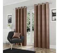 Enhanced Living Goodwood Bronze Thermal, Energy Saving, Dimout Eyelet Pair Of Curtains With Wave Pattern 90 X 72 Inch (229X183Cm)