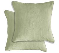 Enhanced Living Pair Of Goodwood Green Textured Wave Pattern Cushion Covers - 43X43Cm - Cases Only