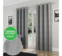 Enhanced Living Goodwood Silver Thermal Blockout Eyelet Curtains - 46 x 54 inch (117 x 137cm) - Energy Saving & Noise Reducing Curtains for Living Room & Bedroom