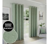 Enhanced Living Austin Green 100% Blackout Eyelet Curtains 229x229cm Green