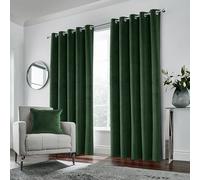Enhanced Living Hampton Premium Velvet Green Blackout Curtains for Bedroom - 66x54 inch (168x137 cm) Supersoft Eyelet Curtains for Living Room - 2 x Curtain Panels