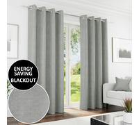 Enhanced Living Knightsbridge Grey Blackout Chenille Curtains 117x183cm Grey