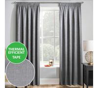 Enhanced Living Matrix Grey Thermal Blockout Tape Top Curtain 229x137cm Grey