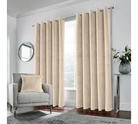 Enhanced Living Hampton Blackout Velvet Curtains Cream 46x54 (117x137cm)