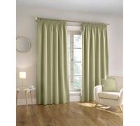 Enhanced Living Harvard Green Linen 100% Blackout Thermal Tape Top Curtains - 66 x 72 inch (168 x 183cm) - Energy Saving & Noise Reducing Curtains for Living Room & Bedroom