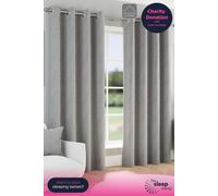 Enhanced Living Herringbone Jacquard Blackout Eyelet Curtains - Bedroom & Living Room in Grey | Size: 117 cm width x 137 cm drop Enhanced Living Grey 117 cm width x 137 cm drop