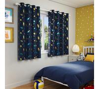 Enhanced Living Infinity Room Darkening Childrens Eyelet Curtains 46x72in Blue